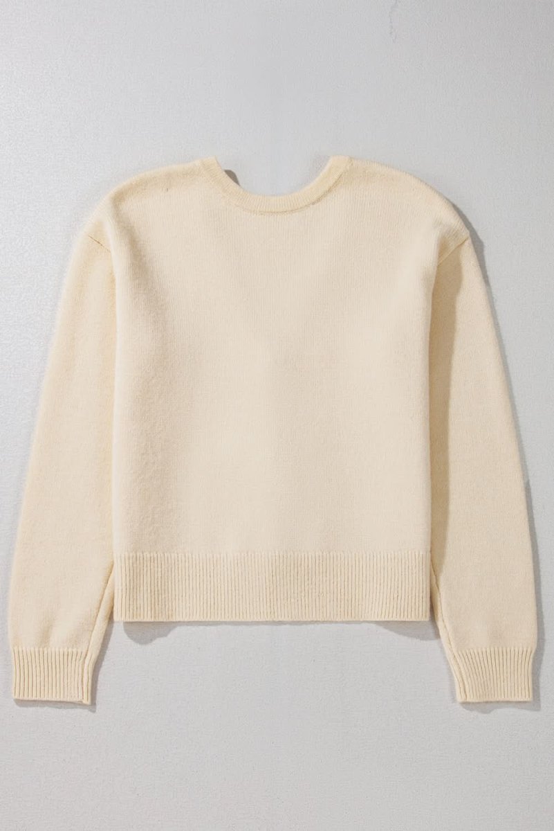 Jet Stream Bowknot Front Loose V Neck Knitted Cardigan - Love Salve